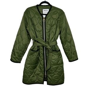 Barbour by Alexa Chung Green Billie Quilted Shell Jacket US 6